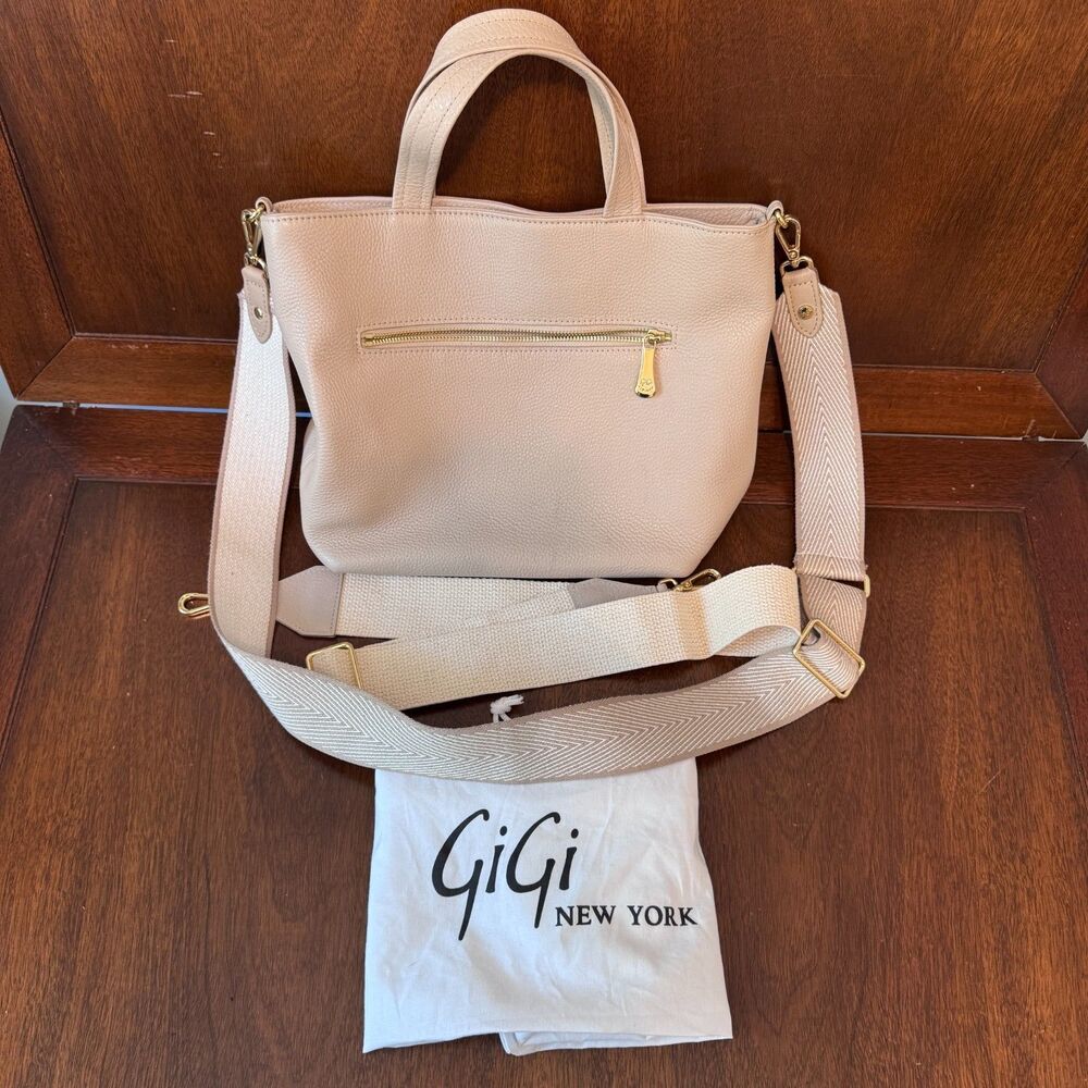 GiGi New York Marnie Pebbled Leather Satchel – Ivory – Very Good - 2 Straps